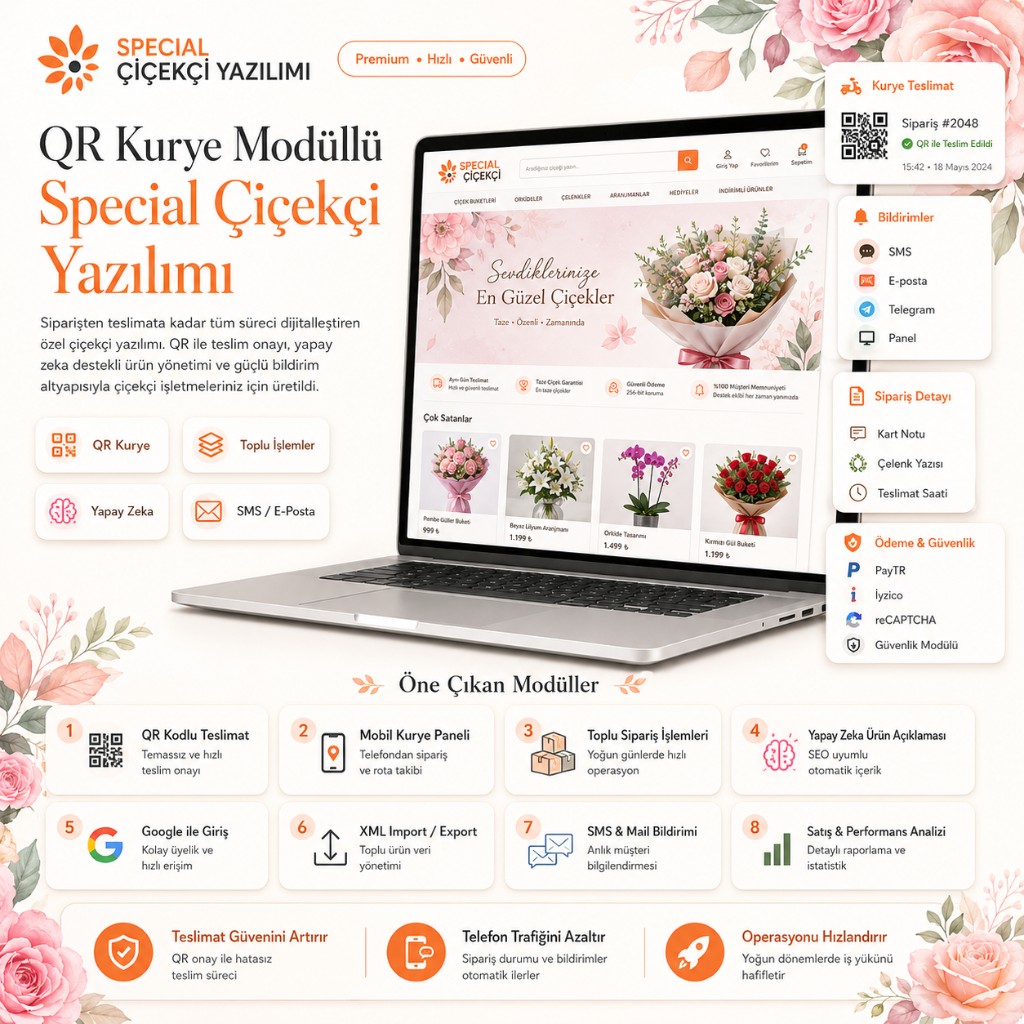 QR Kurye Modüllü Special Çiçekçi Yazılımı