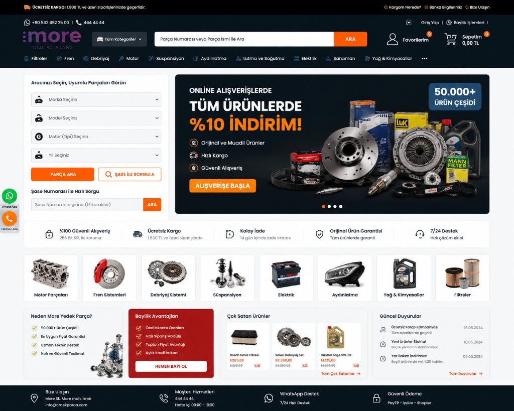 Şase Sorgulamalı Oto Yedek Parça E-Ticaret Yazılımı — ürün ekran görüntüsü