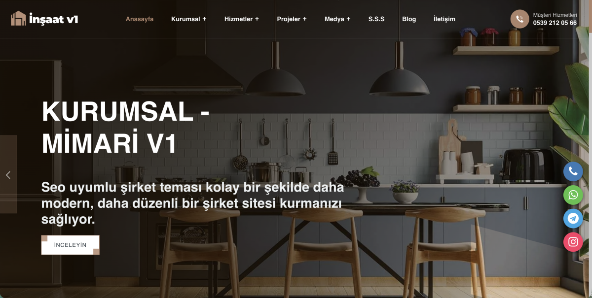 İnşaat ve Mimarlık V1 (Proje Odaklı Kurumsal Web Sitesi)