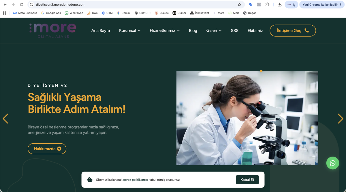 Kurumsal Diyetisyen & Klinik Hazır Web Sitesi Paketi v2