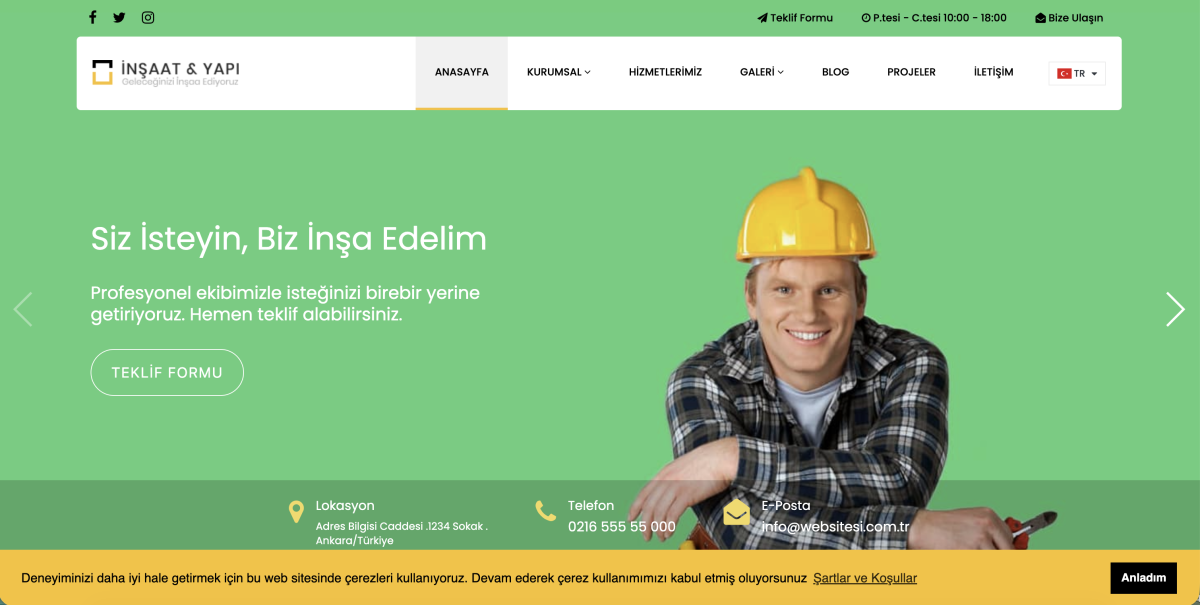 İnşaat ve Mimarlık V2 (Proje Odaklı Kurumsal Web Sitesi)