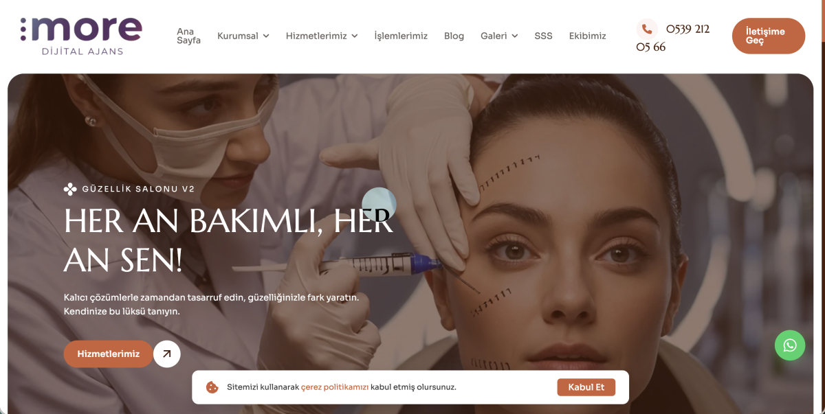 Hazır Güzellik Salonu Web Sitesi v2 (Sıcak ve Modern Tasarım)