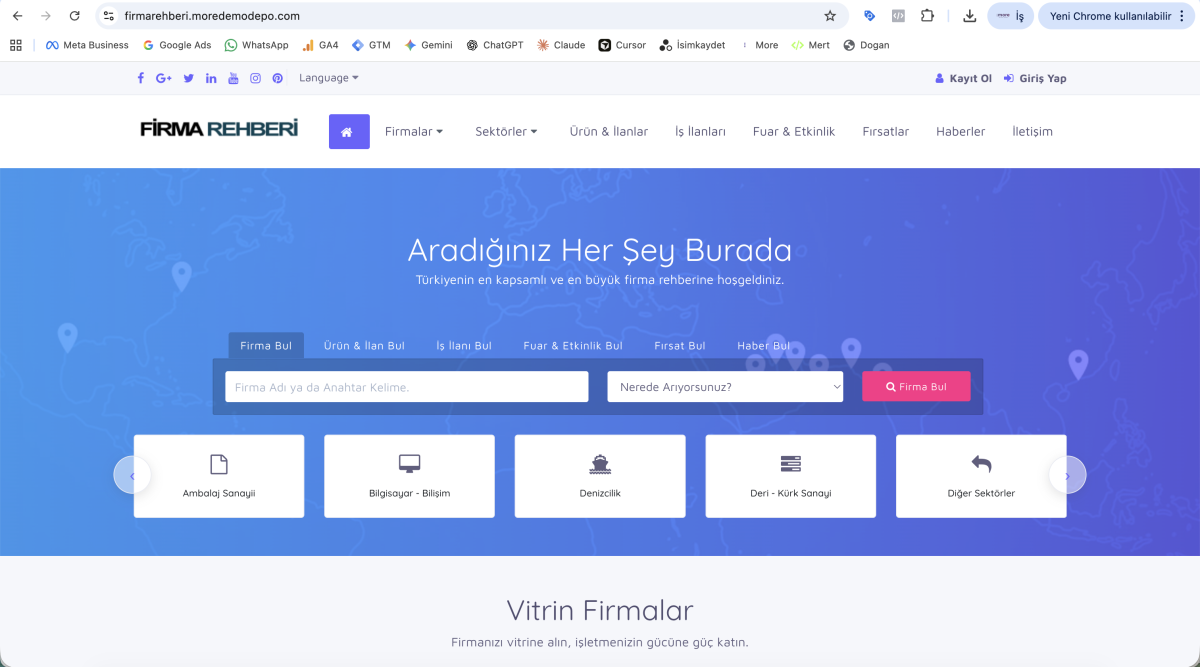 Gelişmiş Portal ve Kapsamlı Firma Rehberi Yazılımı v2